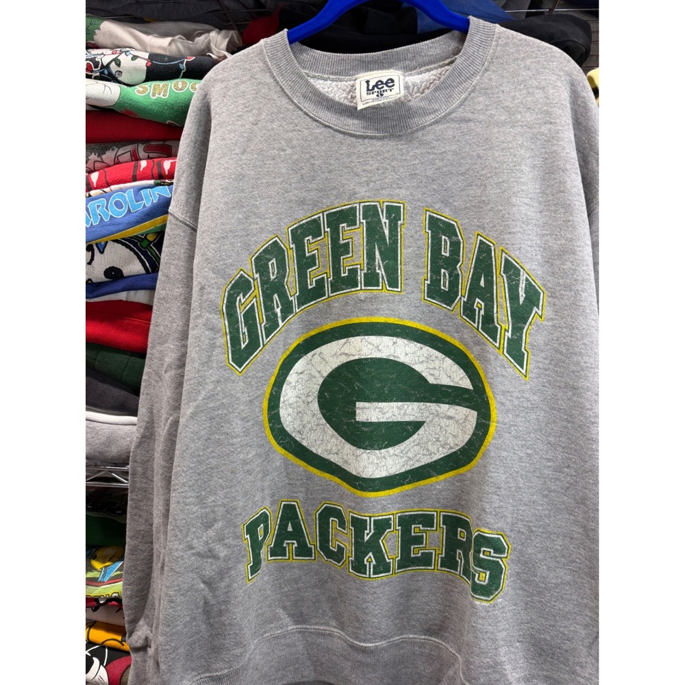 Vintage Lee Sport Green Bay Packers Sweatshirt Mens Large Gray Made in USA 6641